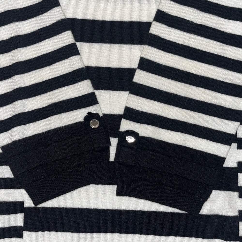 White House Black Market Striped Crew Neck Sweater with 3/4 sleeve - Picture 4 of 13